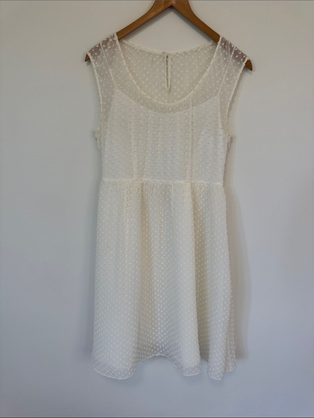 J Crew Catie Swiss Dot A-Line Silk Sheer Dress White Sz10